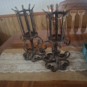 Vintage Style Iron Candle Holders
